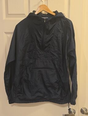 Jerzees Black Hooded Windbreaker Pullover Jacket